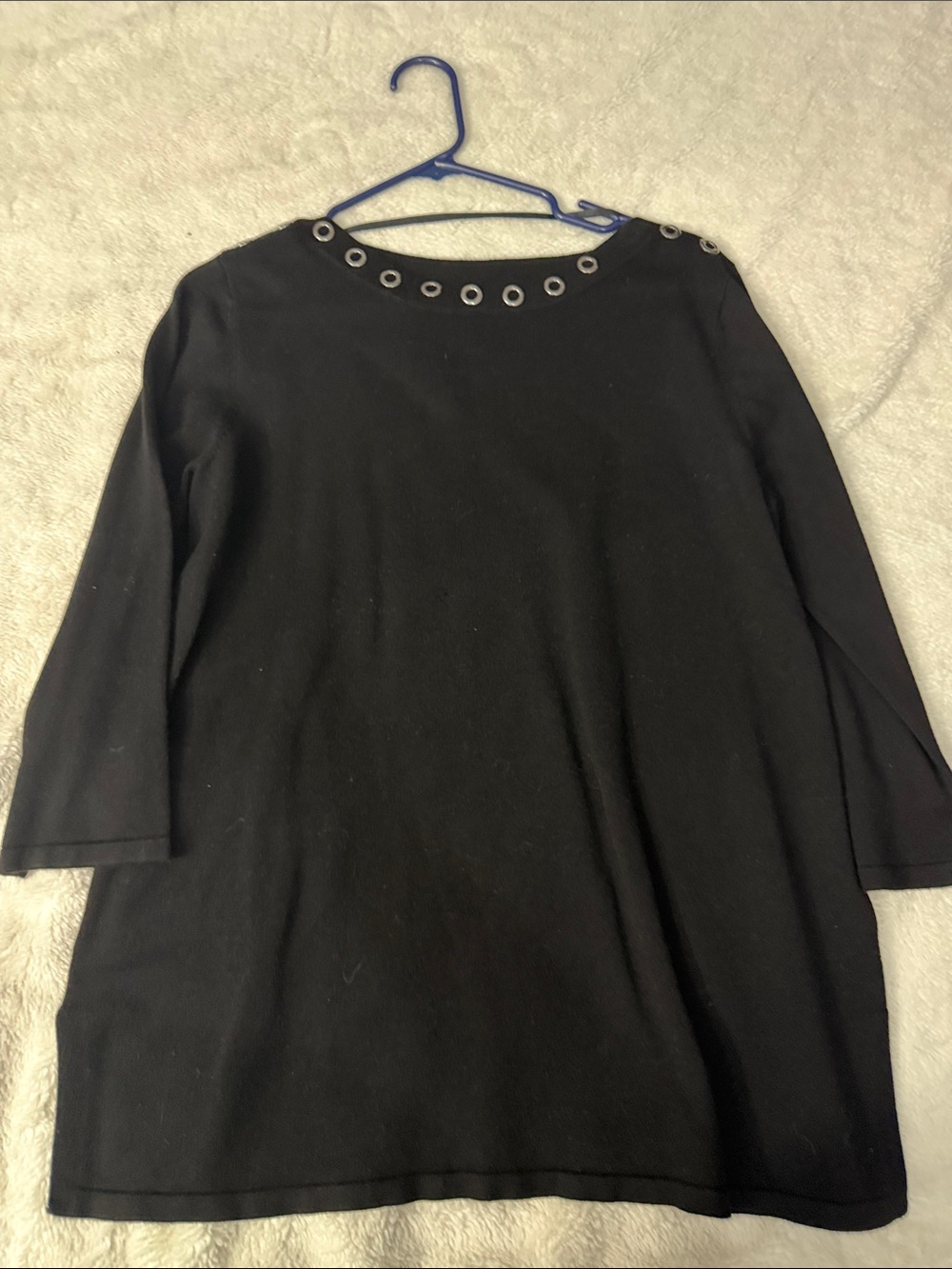 Cable & Gauge Black Long-Sleeve Dress with Grommet Neckline